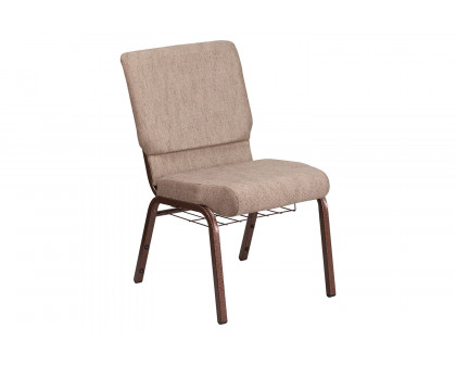 BLNK - HERCULES Series Fabric Church Chair with Book Rack and Copper Vein Frame