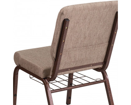 BLNK - HERCULES Series Fabric Church Chair with Book Rack and Copper Vein Frame