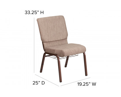 BLNK - HERCULES Series Fabric Church Chair with Book Rack and Copper Vein Frame