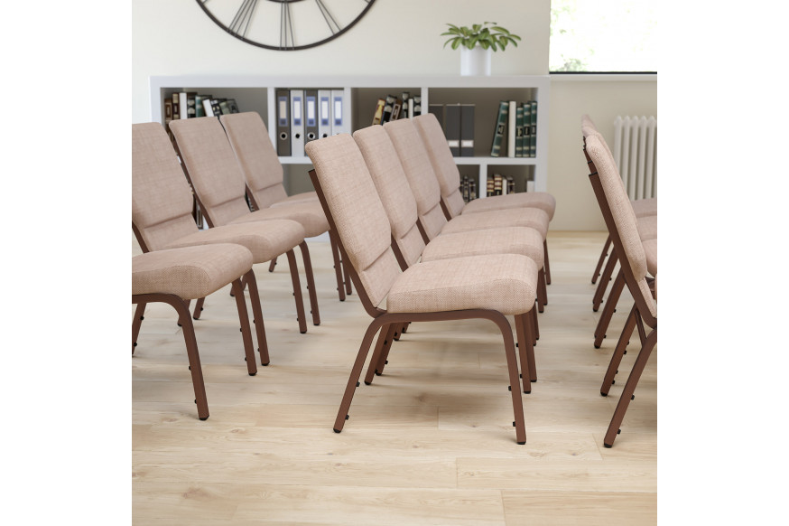 BLNK™ HERCULES Series Fabric Stacking Church Chair with Copper Vein Frame - Beige