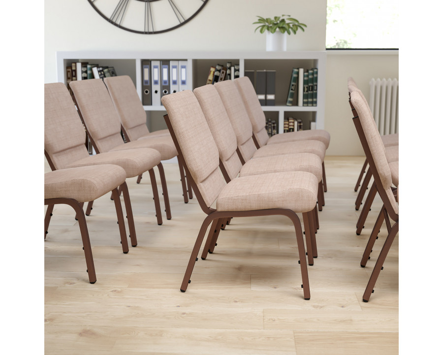 BLNK HERCULES Series Fabric Stacking Church Chair with Copper Vein Frame - Beige