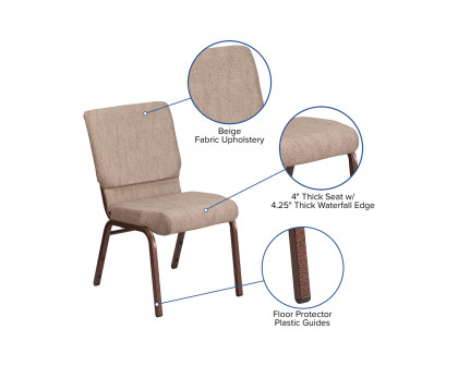 BLNK™ HERCULES Series Fabric Stacking Church Chair with Copper Vein Frame - Beige