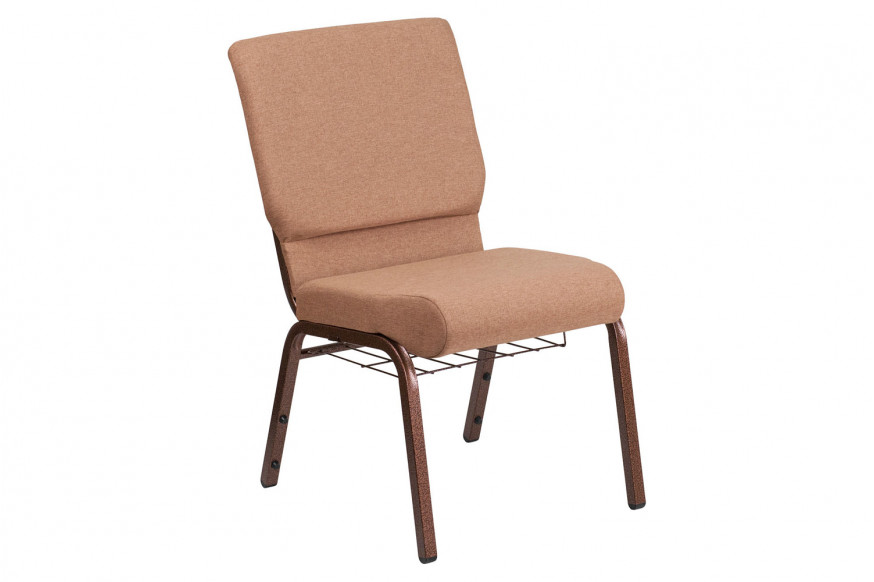 BLNK™ - HERCULES Series Fabric Church Chair with Cup Book Rack and Copper Vein Frame