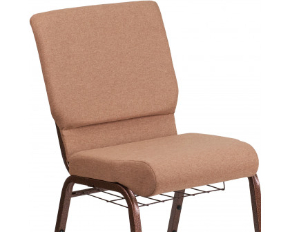 BLNK™ - HERCULES Series Fabric Church Chair with Cup Book Rack and Copper Vein Frame