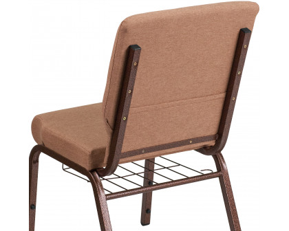 BLNK™ - HERCULES Series Fabric Church Chair with Cup Book Rack and Copper Vein Frame