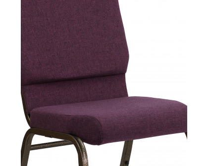 BLNK™ HERCULES Series Fabric Stacking Church Chair with Gold Vein Frame - Plum