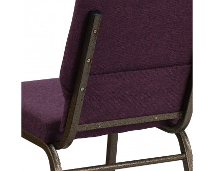 BLNK™ HERCULES Series Fabric Stacking Church Chair with Gold Vein Frame - Plum