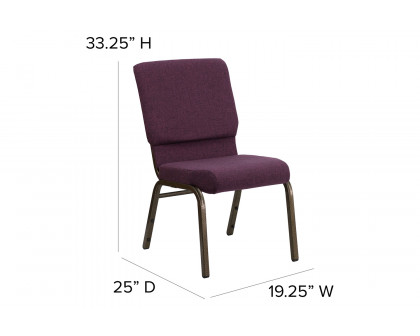 BLNK™ HERCULES Series Fabric Stacking Church Chair with Gold Vein Frame - Plum