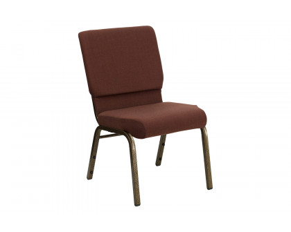 BLNK™ HERCULES Series Fabric Stacking Church Chair with Gold Vein Frame - Brown