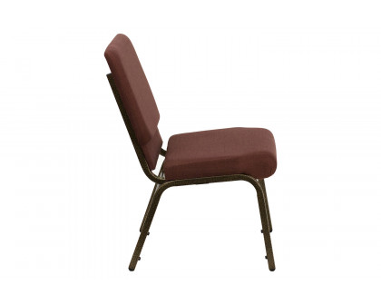 BLNK™ HERCULES Series Fabric Stacking Church Chair with Gold Vein Frame - Brown