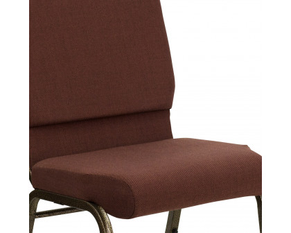 BLNK™ HERCULES Series Fabric Stacking Church Chair with Gold Vein Frame - Brown