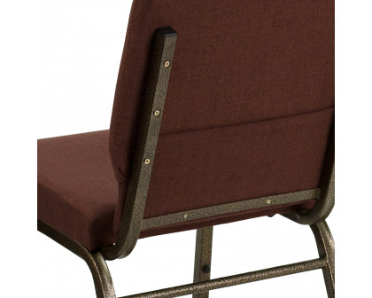 BLNK™ HERCULES Series Fabric Stacking Church Chair with Gold Vein Frame - Brown