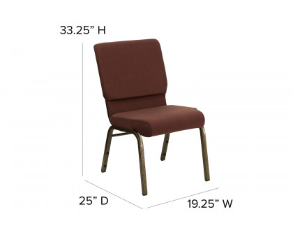 BLNK™ HERCULES Series Fabric Stacking Church Chair with Gold Vein Frame - Brown