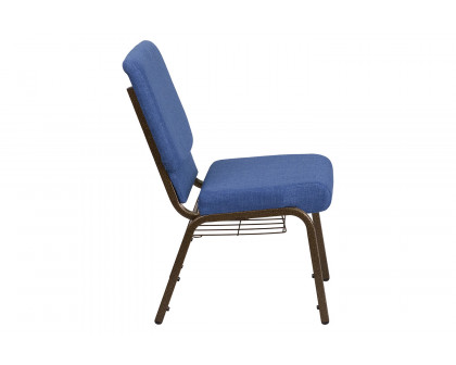 BLNK™ HERCULES Series Fabric Church Chair with Cup Book Rack and Gold Vein Frame - Blue