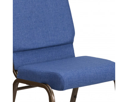 BLNK™ HERCULES Series Fabric Stacking Church Chair with Gold Vein Frame - Blue