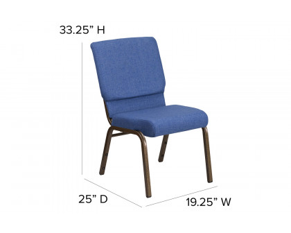 BLNK™ HERCULES Series Fabric Stacking Church Chair with Gold Vein Frame - Blue