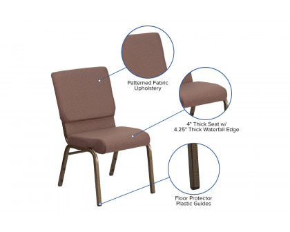 BLNK™ HERCULES Series Fabric Stacking Church Chair with Gold Vein Frame - Brown Dot