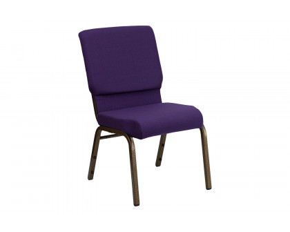 BLNK™ HERCULES Series Fabric Stacking Church Chair with Gold Vein Frame - Royal Purple