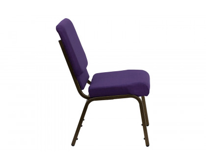 BLNK™ HERCULES Series Fabric Stacking Church Chair with Gold Vein Frame - Royal Purple