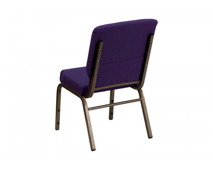 BLNK™ HERCULES Series Fabric Stacking Church Chair with Gold Vein Frame - Royal Purple