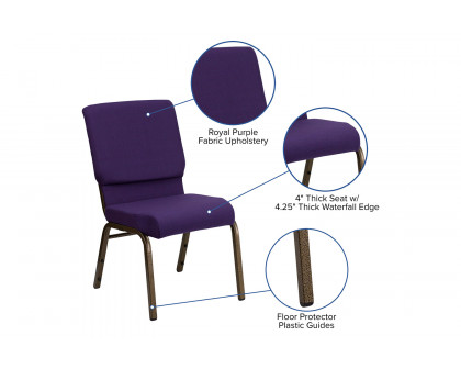 BLNK™ HERCULES Series Fabric Stacking Church Chair with Gold Vein Frame - Royal Purple