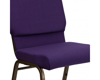 BLNK™ HERCULES Series Fabric Stacking Church Chair with Gold Vein Frame - Royal Purple