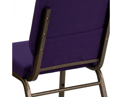 BLNK™ HERCULES Series Fabric Stacking Church Chair with Gold Vein Frame - Royal Purple