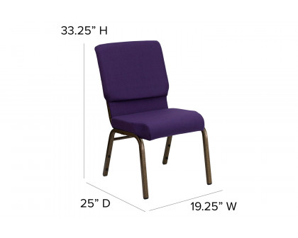 BLNK™ HERCULES Series Fabric Stacking Church Chair with Gold Vein Frame - Royal Purple