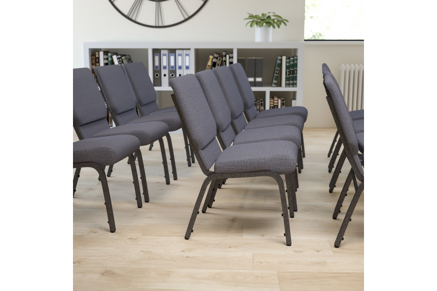 BLNK™ HERCULES Series Fabric Stacking Church Chair with Silver Vein Frame - Dark Gray