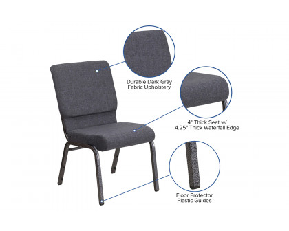 BLNK™ HERCULES Series Fabric Stacking Church Chair with Silver Vein Frame - Dark Gray