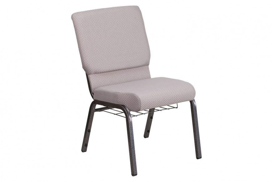 BLNK™ HERCULES Series Fabric Church Chair with Book Rack and Silver Vein Frame - Gray Dot