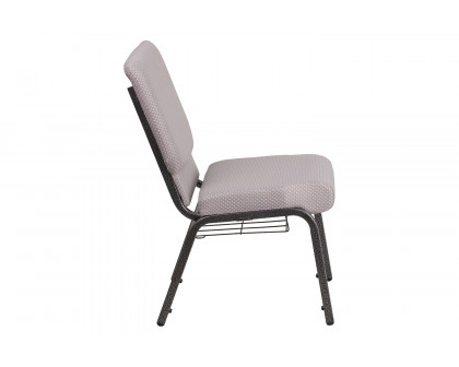 BLNK™ HERCULES Series Fabric Church Chair with Book Rack and Silver Vein Frame - Gray Dot