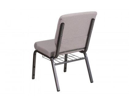 BLNK™ HERCULES Series Fabric Church Chair with Book Rack and Silver Vein Frame - Gray Dot