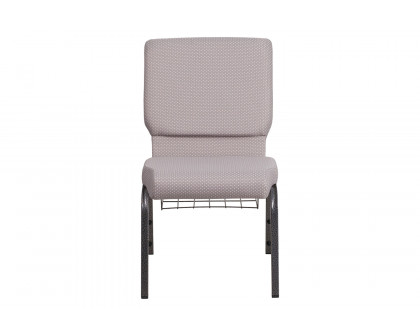 BLNK™ HERCULES Series Fabric Church Chair with Book Rack and Silver Vein Frame - Gray Dot