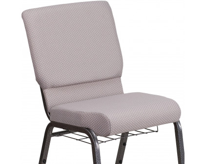 BLNK™ HERCULES Series Fabric Church Chair with Book Rack and Silver Vein Frame - Gray Dot