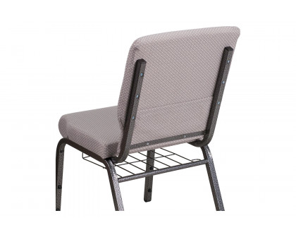 BLNK™ HERCULES Series Fabric Church Chair with Book Rack and Silver Vein Frame - Gray Dot