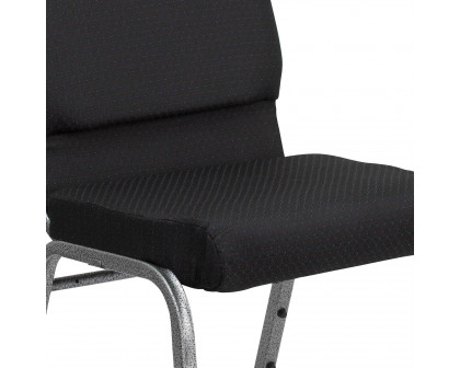 BLNK™ HERCULES Series Fabric Stacking Church Chair with Silver Vein Frame - Black Patterned