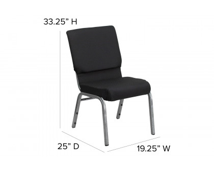 BLNK™ HERCULES Series Fabric Stacking Church Chair with Silver Vein Frame - Black Patterned