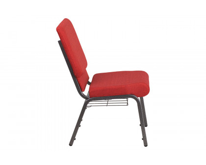 BLNK™ HERCULES Series Fabric Church Chair with Cup Book Rack and Silver Vein Frame - Red