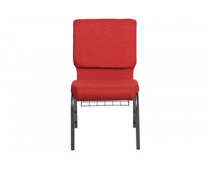 BLNK™ HERCULES Series Fabric Church Chair with Cup Book Rack and Silver Vein Frame - Red