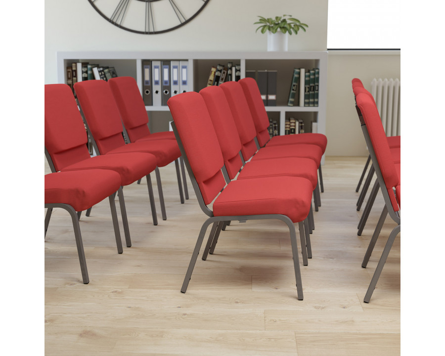 BLNK HERCULES Series Fabric Stacking Church Chair with Silver Vein Frame - Red