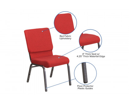 BLNK™ HERCULES Series Fabric Stacking Church Chair with Silver Vein Frame - Red