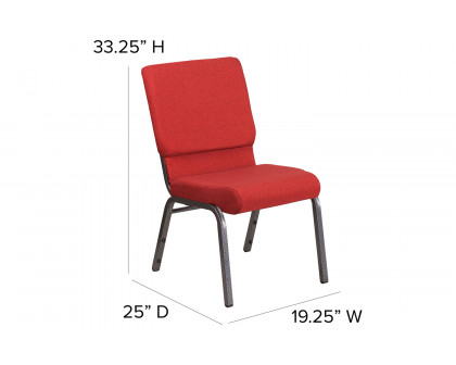 BLNK™ HERCULES Series Fabric Stacking Church Chair with Silver Vein Frame - Red