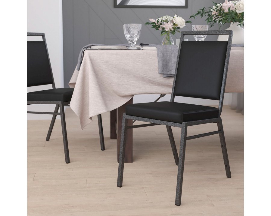 BLNK - HERCULES Series Vinyl Square Back Stacking Banquet Chair with Silver Vein Frame