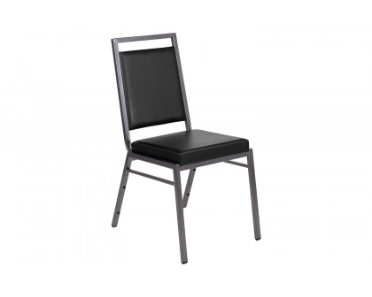 BLNK - HERCULES Series Vinyl Square Back Stacking Banquet Chair with Silver Vein Frame