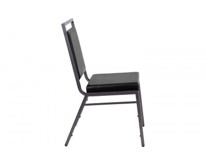 BLNK - HERCULES Series Vinyl Square Back Stacking Banquet Chair with Silver Vein Frame