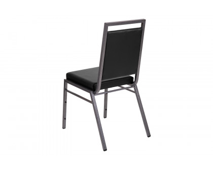 BLNK - HERCULES Series Vinyl Square Back Stacking Banquet Chair with Silver Vein Frame