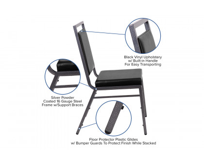 BLNK - HERCULES Series Vinyl Square Back Stacking Banquet Chair with Silver Vein Frame