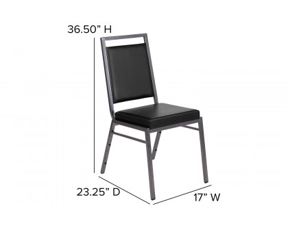 BLNK - HERCULES Series Vinyl Square Back Stacking Banquet Chair with Silver Vein Frame