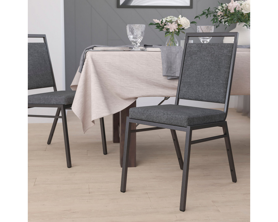 BLNK - HERCULES Series Fabric Square Back Stacking Banquet Chair with Silver Vein Frame